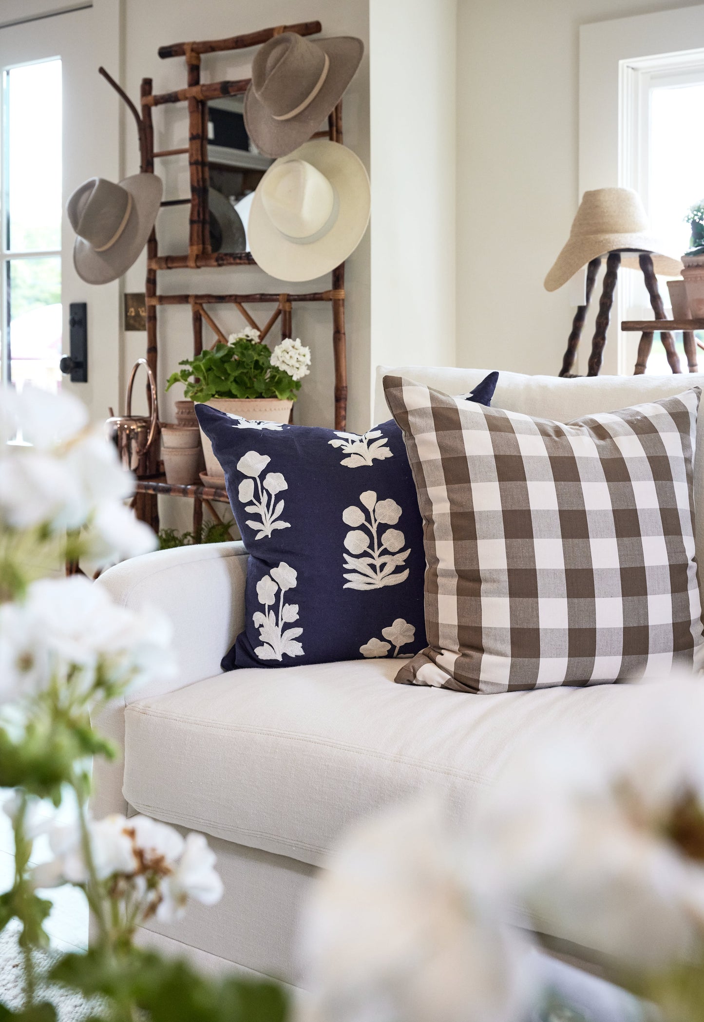 Blue Floral Pillow
