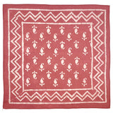 Block Printed Bandana - Light Red Floral and Chevron