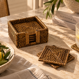 Rattan Square Coaster Set
