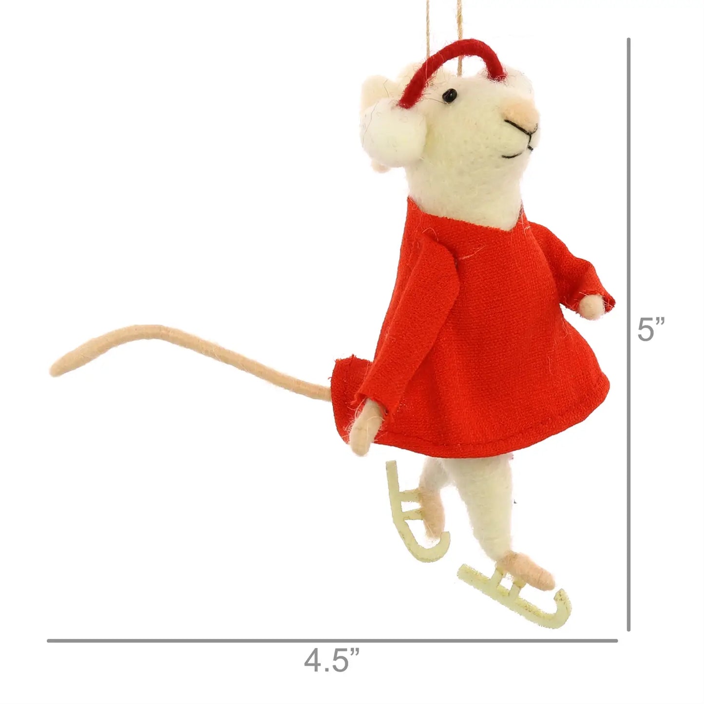 Figure Skating Mouse Felt Ornament