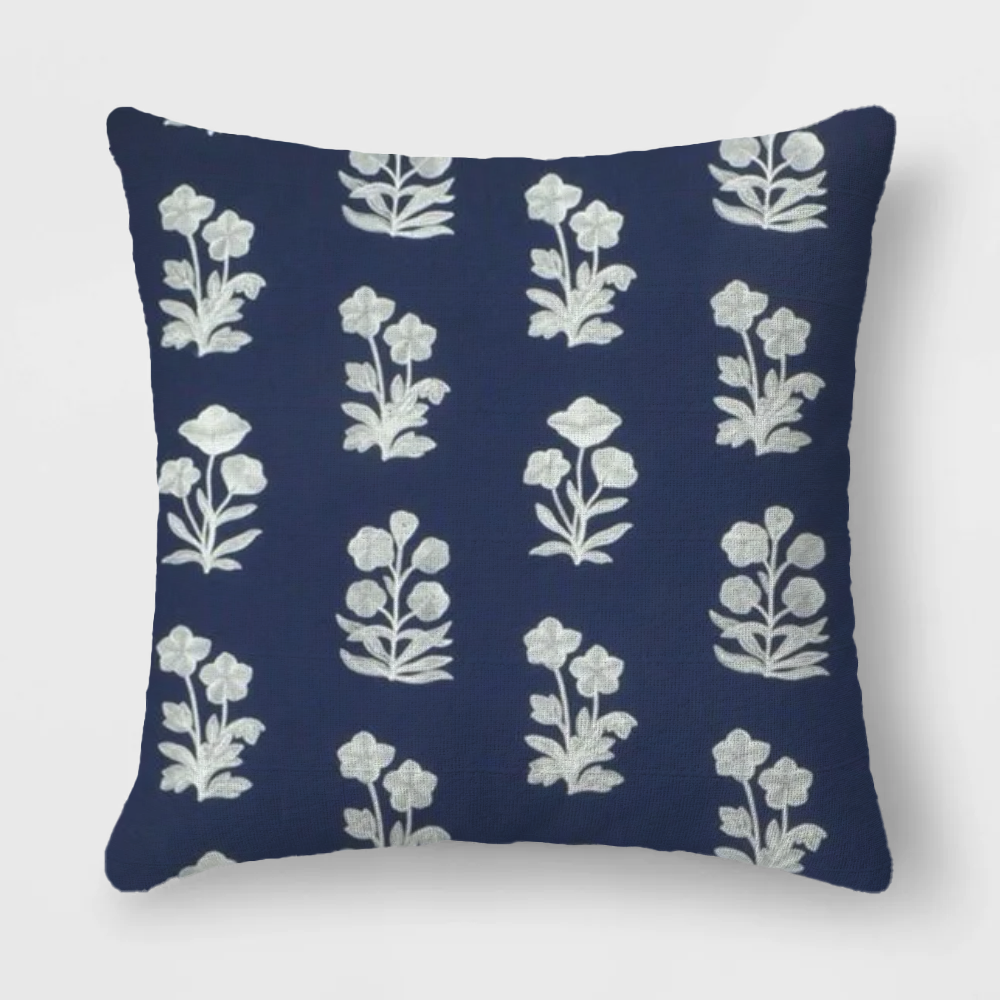 20x20 Blue Floral Pillow
